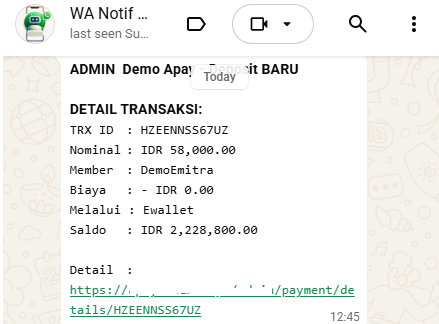 Sampel WA Notifikasi